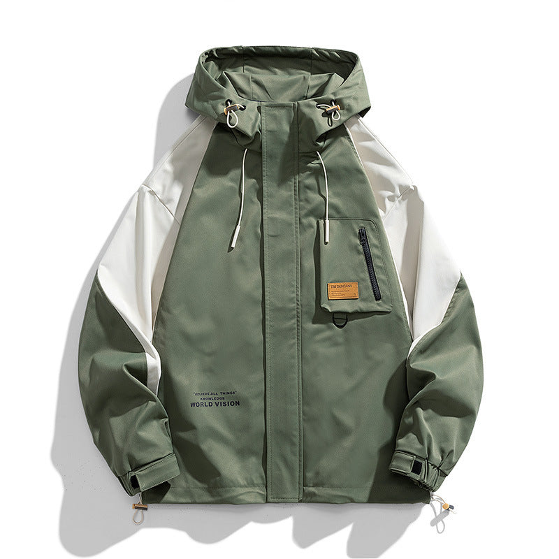 Herren Wasserabweisende Kapuzen-Fieldjacke im Colorblock-Utility-Design mit Brusttasche Nord Taschen