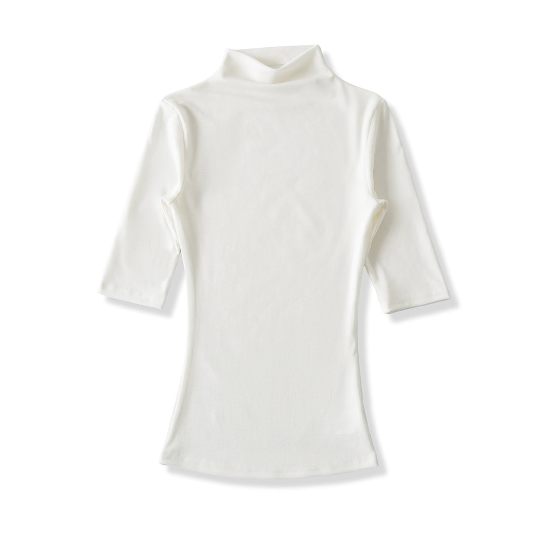 Damen Figurbetontes Stehkragen-Shirt mit halblangen Ärmeln Nord Taschen