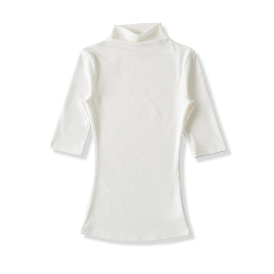 Damen Figurbetontes Stehkragen-Shirt mit halblangen Ärmeln Nord Taschen