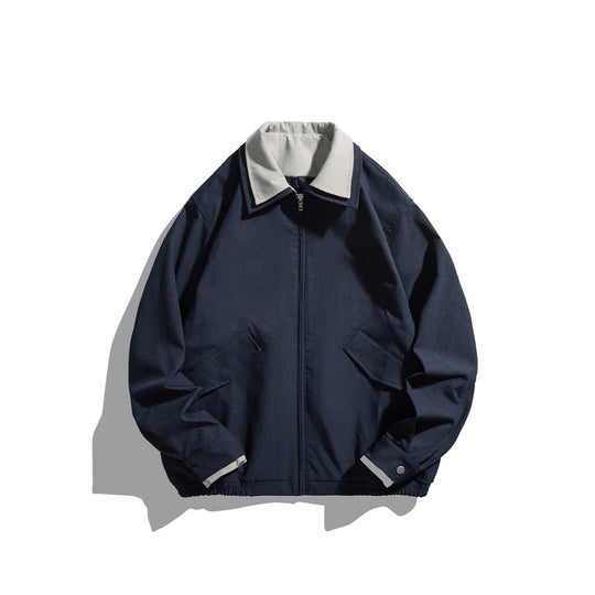 Herren Kurzjacke im Boxy‑Cut aus robustem Canvas mit kontrastierendem Umlegekragen Nord Taschen