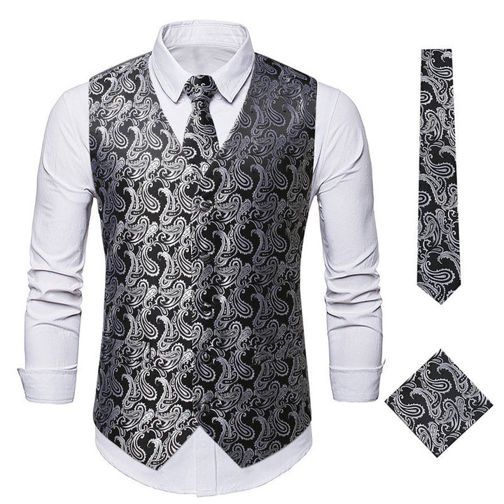 Herren elegante Anzugweste mit eleganten Paisley-Muster und passendem Zubehör Nord Taschen