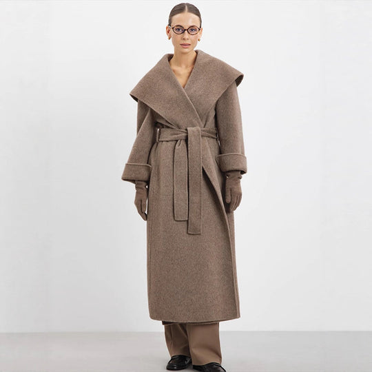 Damen Oversize Wollmix‑Mantel mit Schalkragen und lässiger Maxilänge Nord Taschen