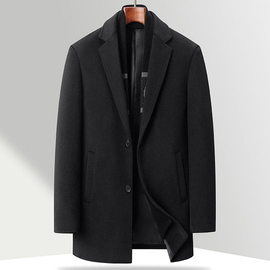 Herren Moderner Business-Übermantel aus Wollmischung mit schmalem Revers und Thermofutter Nord Taschen