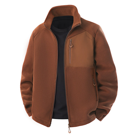 Herren Hybrid-Fleecejacke mit Softshell‑Einsätzen, Brust-Reißverschlusstasche und Zwei-Wege-Frontreißverschluss Nord Taschen