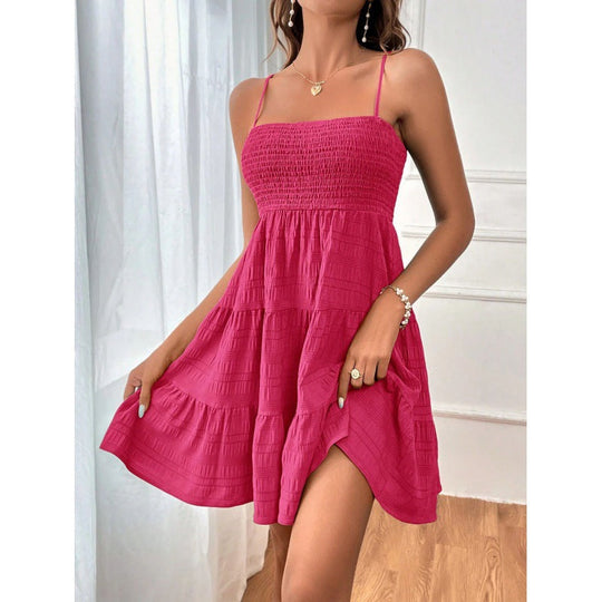 Damen luftiges Sommerkleid mit legerem Schnitt und eleganten Spaghetti-Trägern