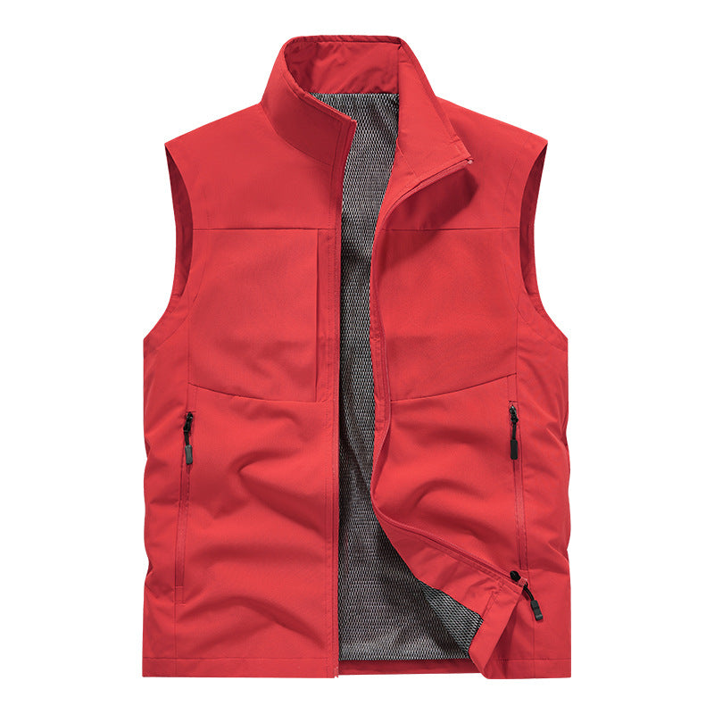 Herren Leichte technische Outdoor‑Weste mit Stehkragen, Netzfutter und Reißverschlusstaschen Nord Taschen