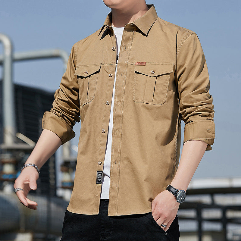 Herren leichtes Utility-Overshirt aus Baumwoll-Canvas mit Brustpattentaschen Nord Taschen