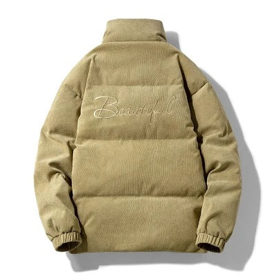 Herren Wattierte Steppjacke mit Stehkragen und Cordoptik Nord Taschen