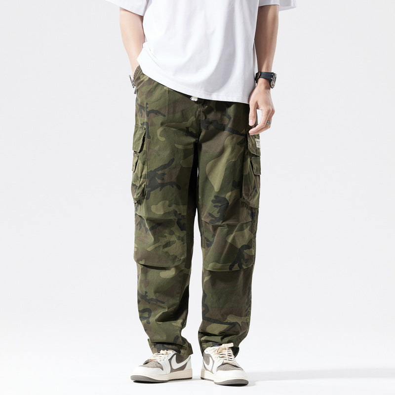 Herren Locker geschnittene Mehrfach-Taschen Cargohose mit Kordelzug und Camouflage-Muster Nord Taschen
