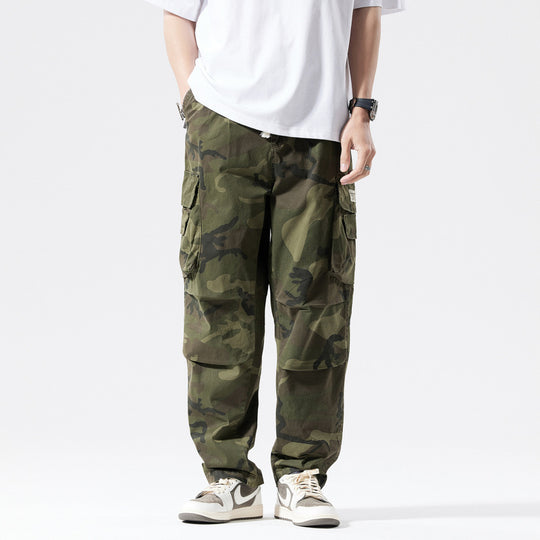 Herren Locker geschnittene Mehrfach-Taschen Cargohose mit Kordelzug und Camouflage-Muster Nord Taschen