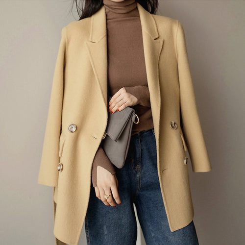 Damen Eleganter Wollblazer mit doppelter Knopfleiste Nord Taschen
