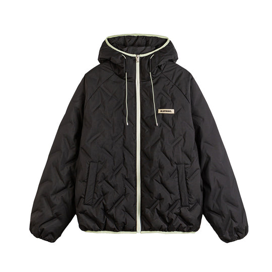 Unisex Wattierte Kapuzenjacke im Boxy-Schnitt mit kontrastkanten und elastischem Saum Nord Taschen