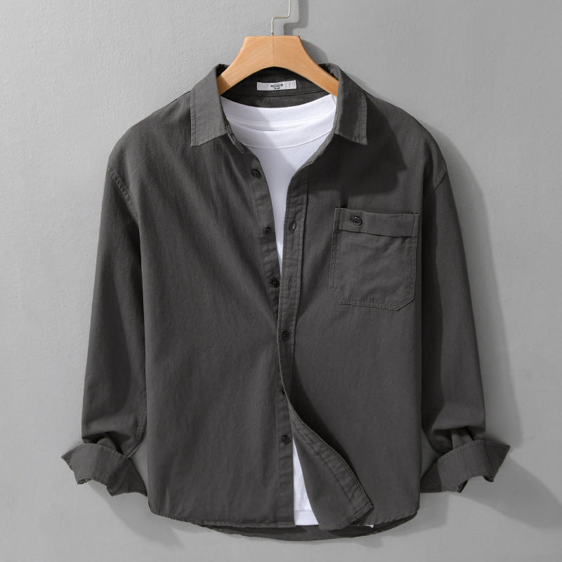 Herren Casual-Layering Hemdjacke aus leichtem Baumwoll-Twill mit aufgesetzter Brusttasche Nord Taschen