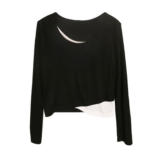 Damen Kurzgeschnittenes Lagen-Shirt mit asymmetrischem Saum Nord Taschen
