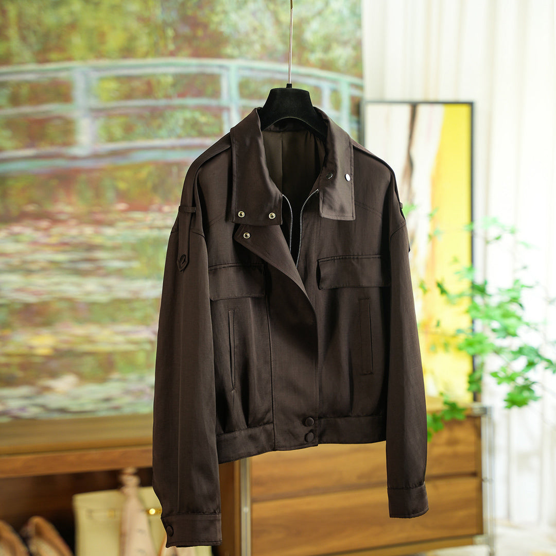 Damen elegante Utility-Jacke mit hohem Kragen Nord Taschen