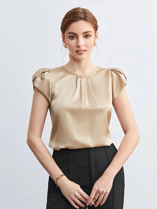 Damen elegante Bluse mit strukturierten Puffärmeln Nord Taschen