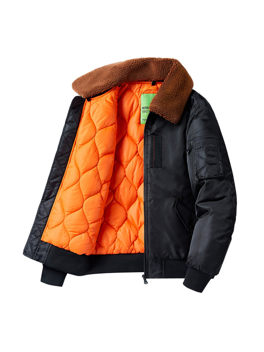 Herren Pilotenbomberjacke mit Teddykragen und Utility-Ärmeltasche Nord Taschen