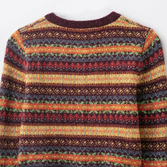 Damen Kurzgeschnittene Fair-Isle Strickjacke mit Rundhalsausschnitt und Knopfleiste Nord Taschen