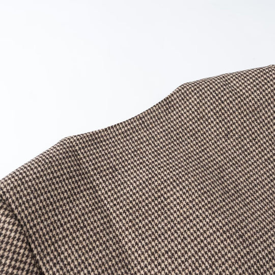 Damen Kurze Bouclé‑Jacke im Hahnentritt‑Look mit Rundhals und Zierknopfleiste Nord Taschen