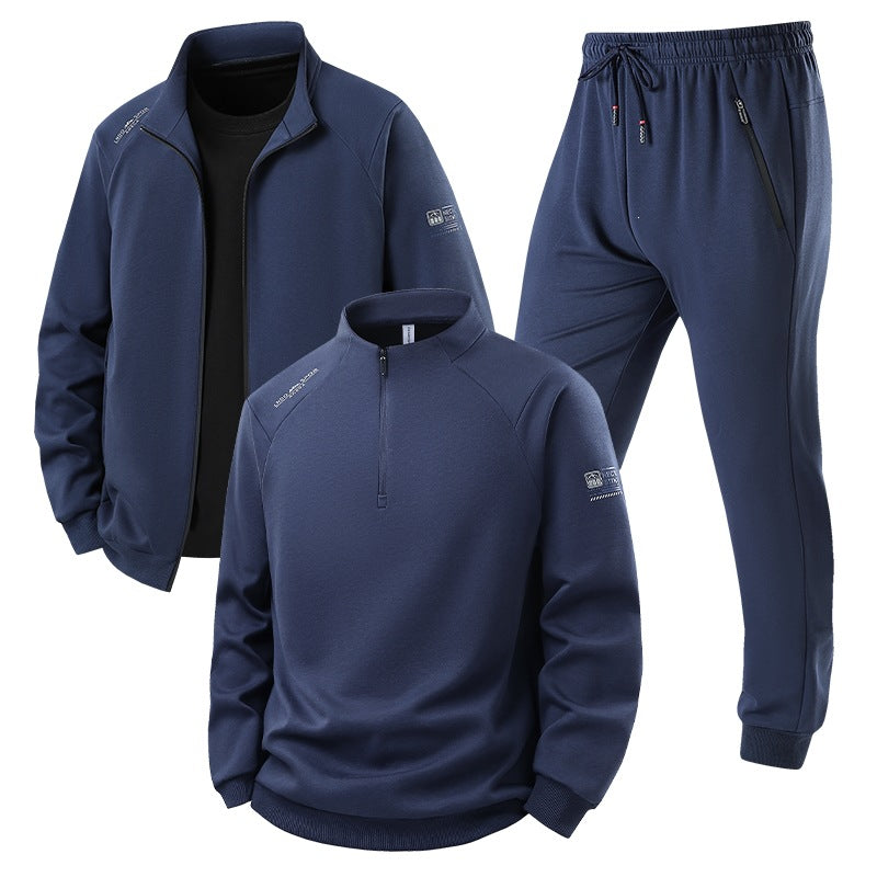 Herren Dreiteiliges Thermo-Trainingsset mit Halbzip-Pullover, Zip‑Jacke und Jogginghose Nord Taschen