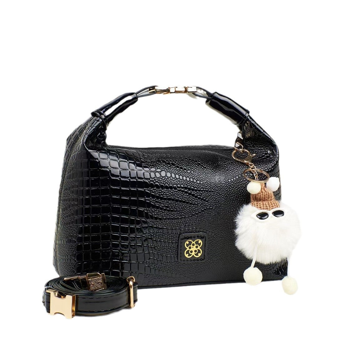 Damen Handtasche mit strukturiertem Krokodilleder und abnehmbarem Tragegurt Nord Taschen