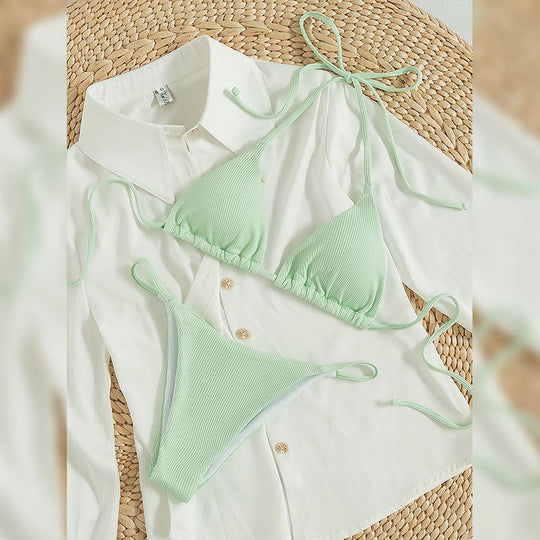 Damen Triangel-Bikini mit feiner Rippstruktur
