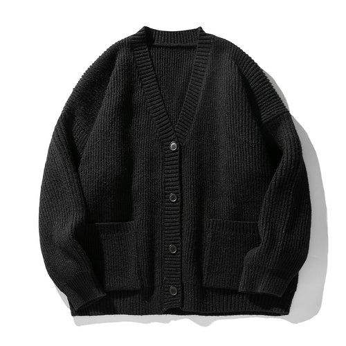 Unisex Oversize Strickcardigan mit V‑Ausschnitt, Knopfleiste und aufgesetzten Taschen Nord Taschen