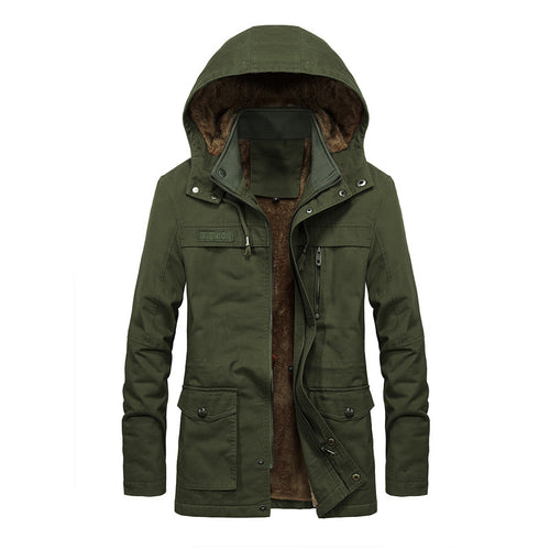 Herren Thermo-Fieldparka im Canvas‑Look mit wärmender Teddy-Innenfütterung und verstellbarer Kapuze Nord Taschen