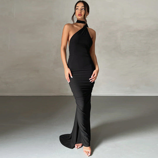 Damen Elegantes One-Shoulder Abendkleid Nord Taschen