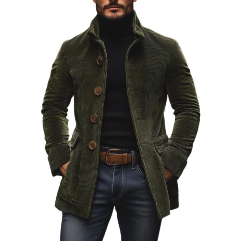 Herren Kordmantel mit Stehkragen und taillierter Silhouette Nord Taschen