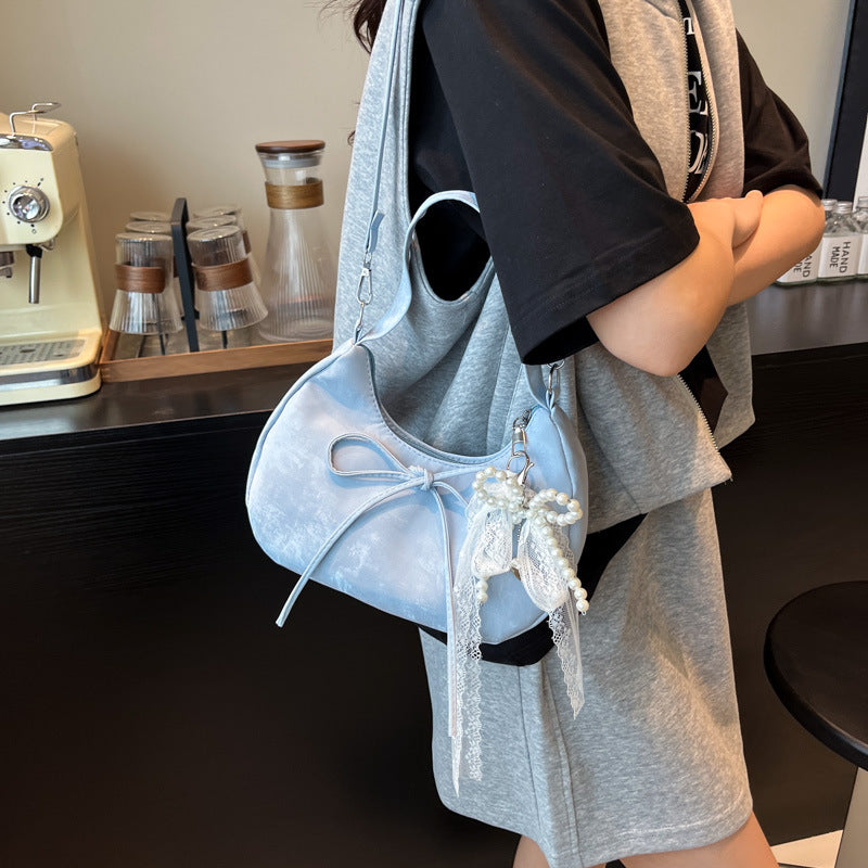 Damen elegante Hobo-Tasche aus samtartigem Material mit dekorativem Perlen-Detail Nord Taschen