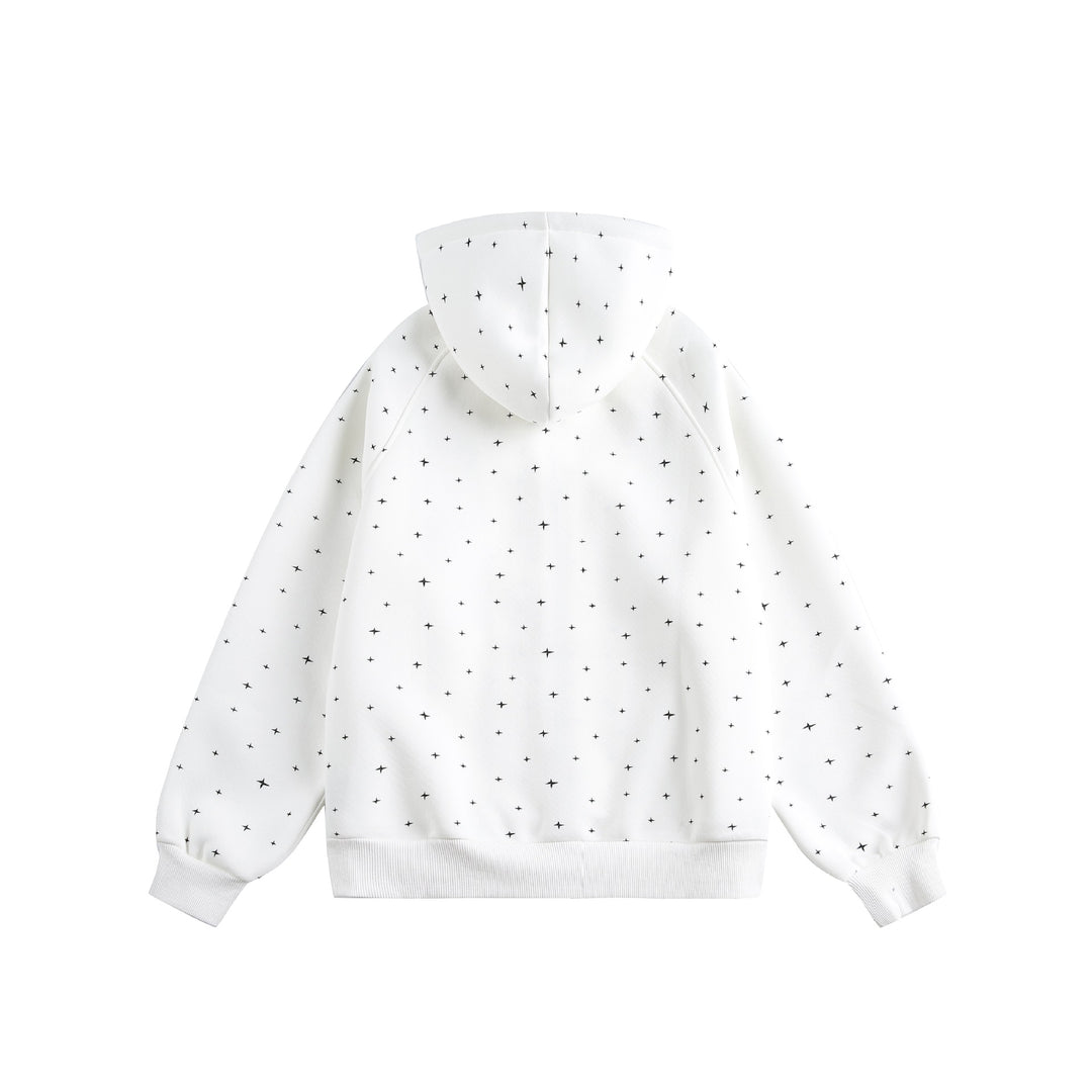 Unisex Oversize-Kapuzenjacke mit Sternchen-Print und durchgehendem Reißverschluss Nord Taschen