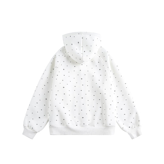 Unisex Oversize-Kapuzenjacke mit Sternchen-Print und durchgehendem Reißverschluss Nord Taschen