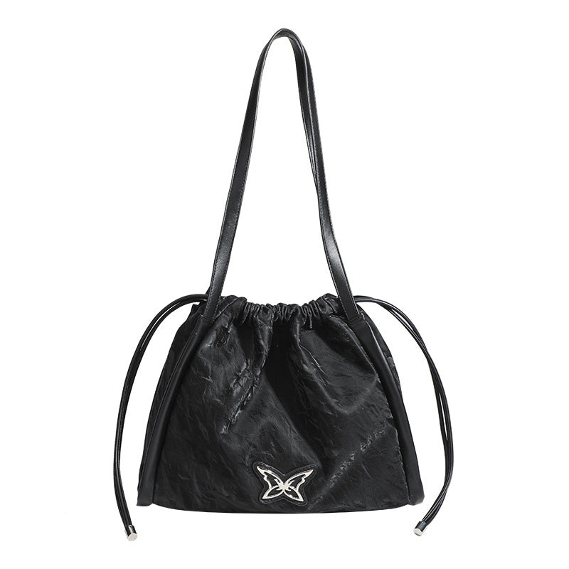 Damen Beuteltasche mit eleganter Kordelzug-Optik und einzigartigem Schmetterlingsmotiv Nord Taschen