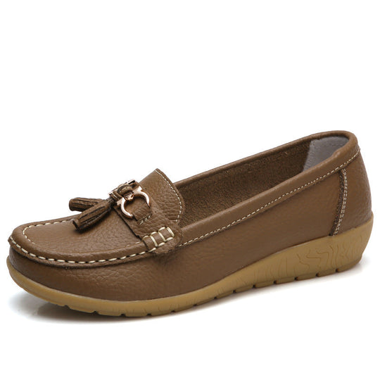 Damen Mokassins mit ornamentaler Schnalle und weicher Sohle
