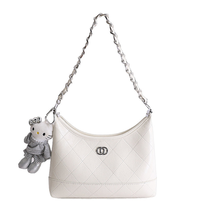 Damen modische Schultertasche mit elegantem Kettenriemen und verspieltem Anhänger Nord Taschen