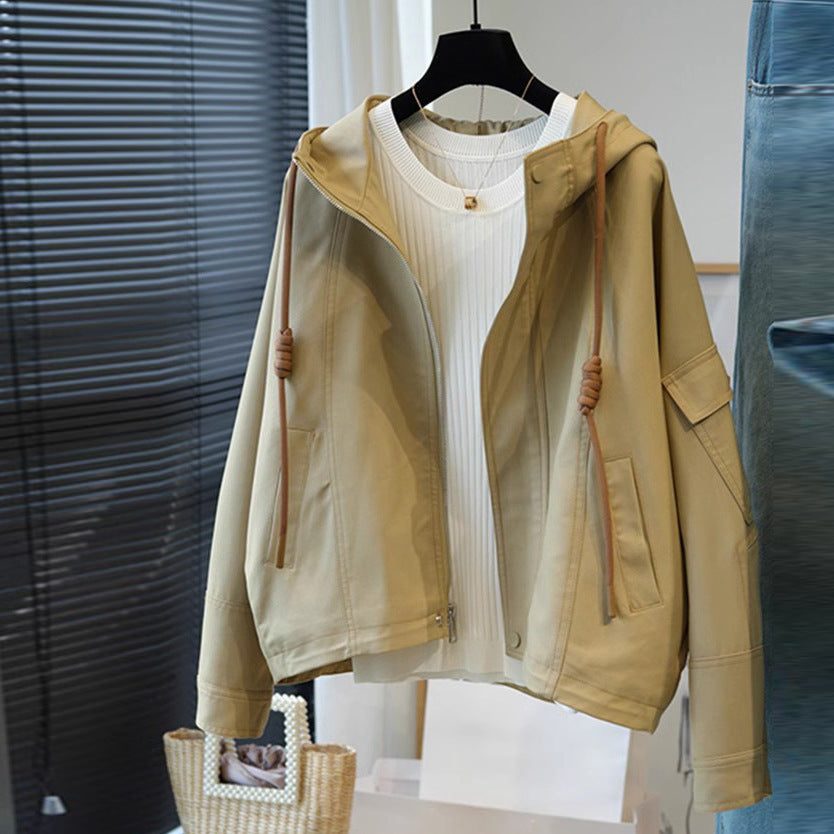Damen Oversize-Utility-Jacke mit Kapuze, Kordelzug und aufgesetzten Taschen Nord Taschen