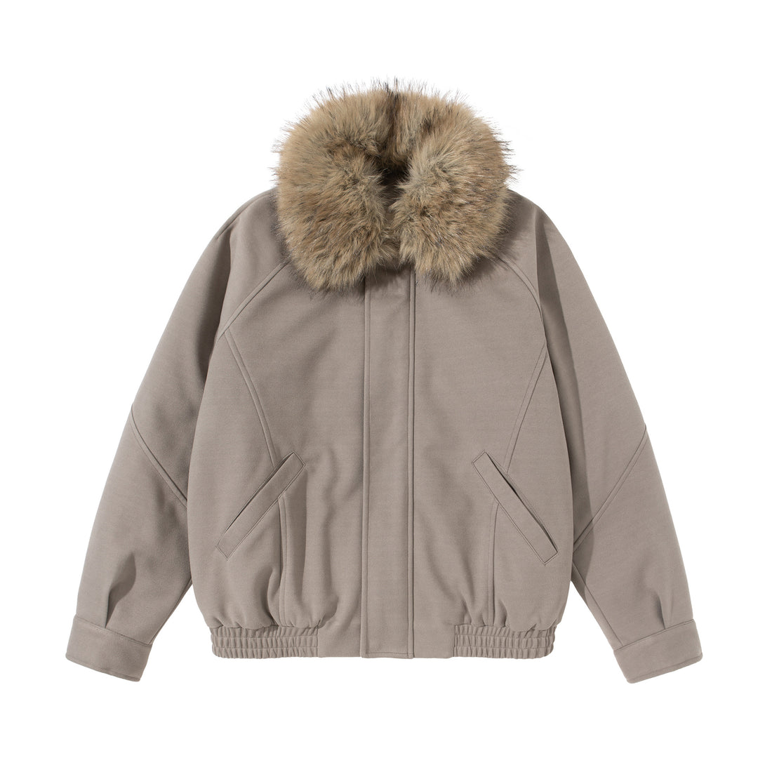 Damen Boxy Blouson mit voluminösem Kunstfellkragen und elastischem Saum Nord Taschen