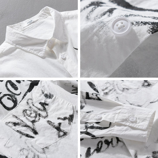 Herren Lässiges Overshirt mit grafischem Scribble-Print und Brusttasche Nord Taschen