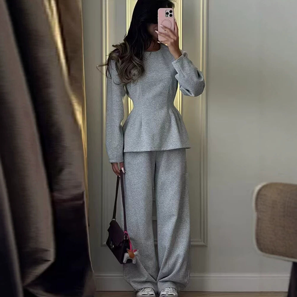Damen Zweiteiliges Komfort-Lounge-Set mit Langarmshirt und weiter Jogginghose Nord Taschen