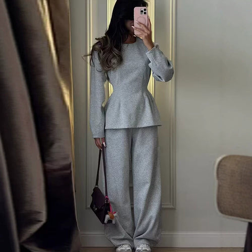 Damen Zweiteiliges Komfort-Lounge-Set mit Langarmshirt und weiter Jogginghose Nord Taschen