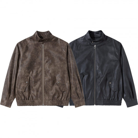 Herren Kurzblouson aus Veloursleder‑Optik mit Stehkragen, Raglanärmeln und elastischem Saum Nord Taschen