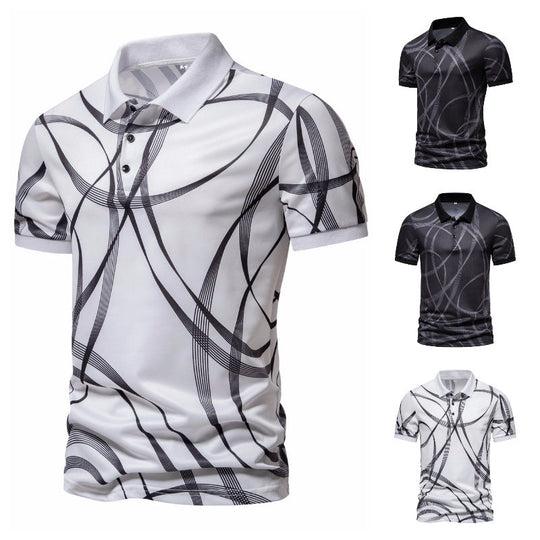 Herren Poloshirt mit modernem grafischen Muster und atmungsaktiver Textiltechnologie Nord Taschen