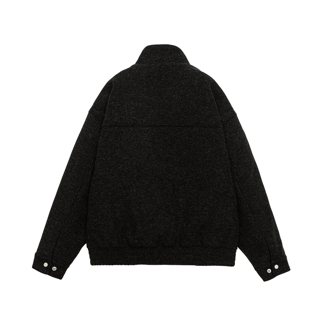 Herren Kurz geschnittene Boxy-Wollfleece-Jacke mit hohem Stehkragen und durchgehendem Reißverschluss Nord Taschen