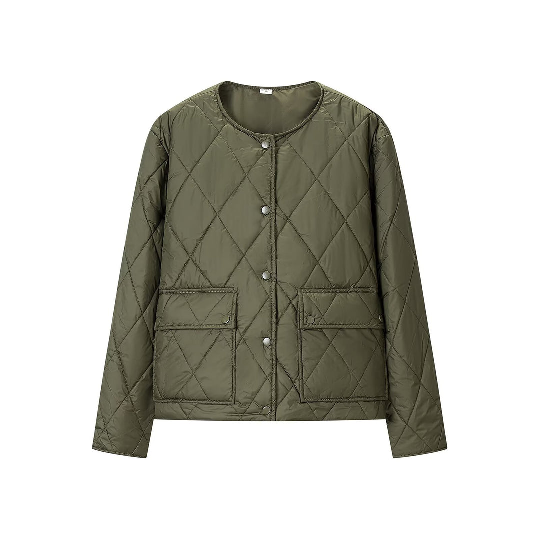 Damen Steppjacke ohne Kragen mit Druckknopfverschluss und aufgesetzten Pattentaschen Nord Taschen