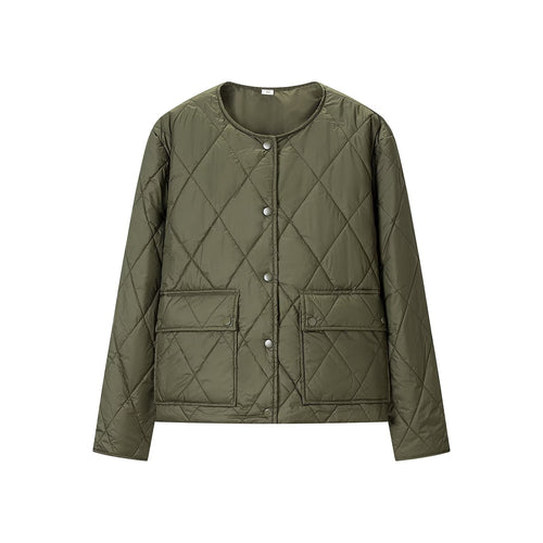 Damen Steppjacke ohne Kragen mit Druckknopfverschluss und aufgesetzten Pattentaschen Nord Taschen