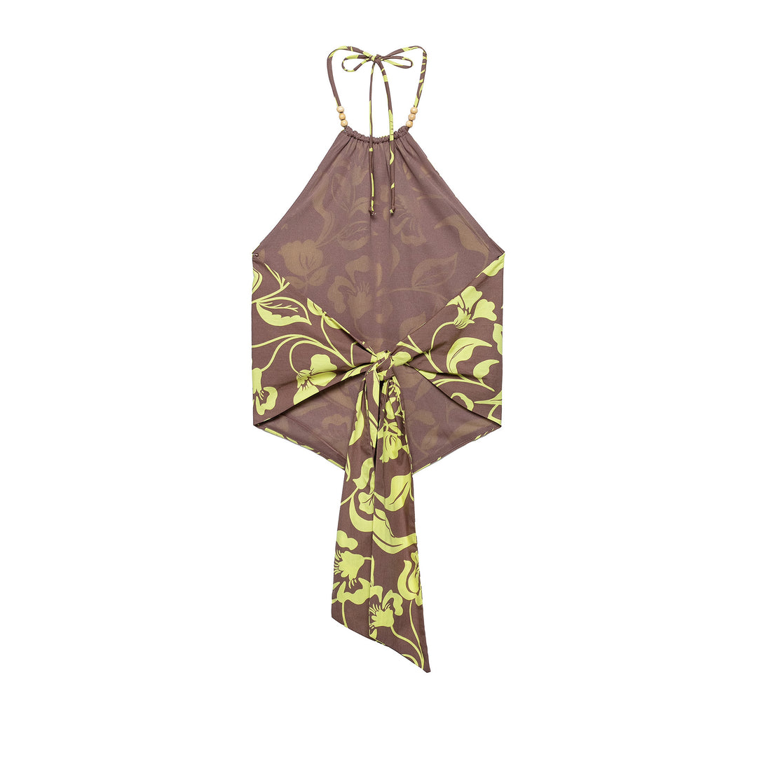 Damen Weite Palazzohose mit hohem Bund, Tunnelzug und floralem Allover-Print Nord Taschen