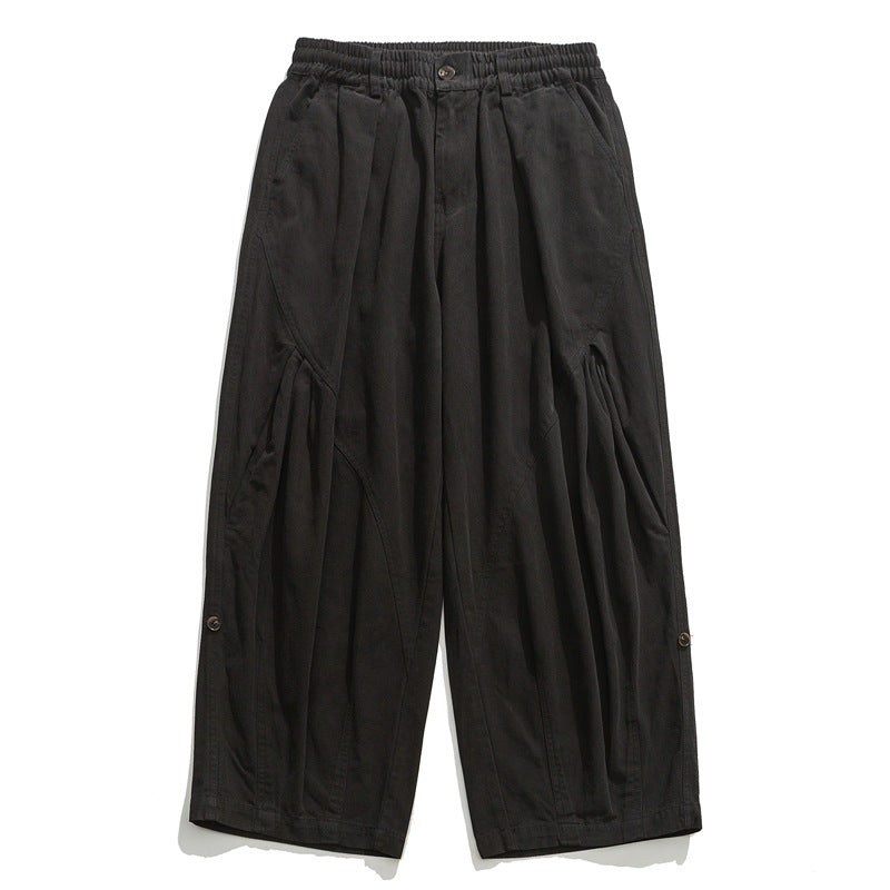 Damen Culotte-Hose im Paperbag-Stil mit elastischem Bund, Teilungsnähten und weitem Bein Nord Taschen