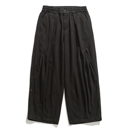 Damen Culotte-Hose im Paperbag-Stil mit elastischem Bund, Teilungsnähten und weitem Bein Nord Taschen