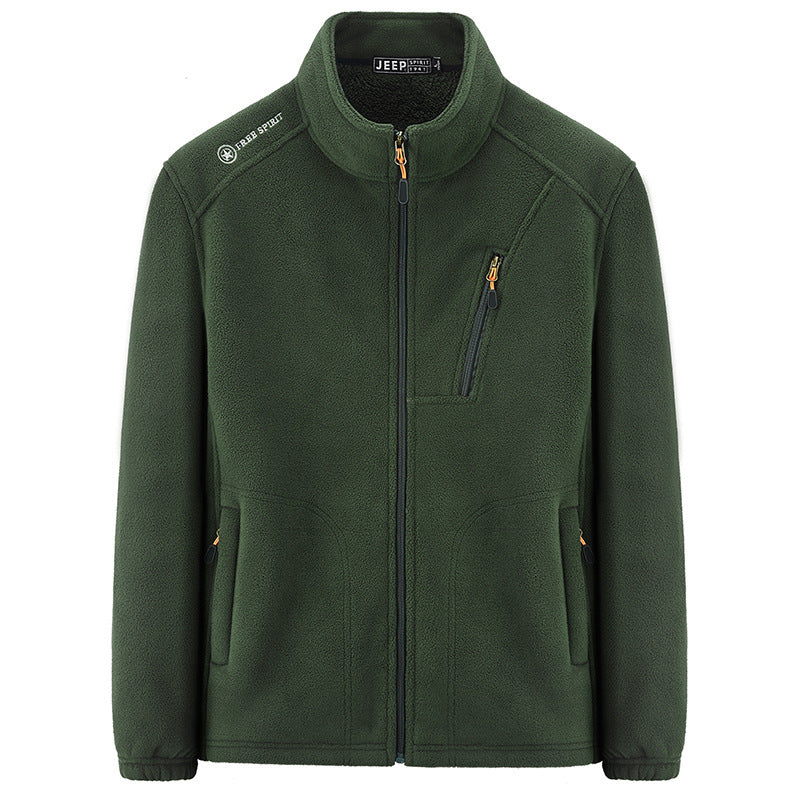 Herren Thermo‑Fleecejacke mit Sherpa‑Innenfutter, Stehkragen und Reißverschlusstaschen Nord Taschen